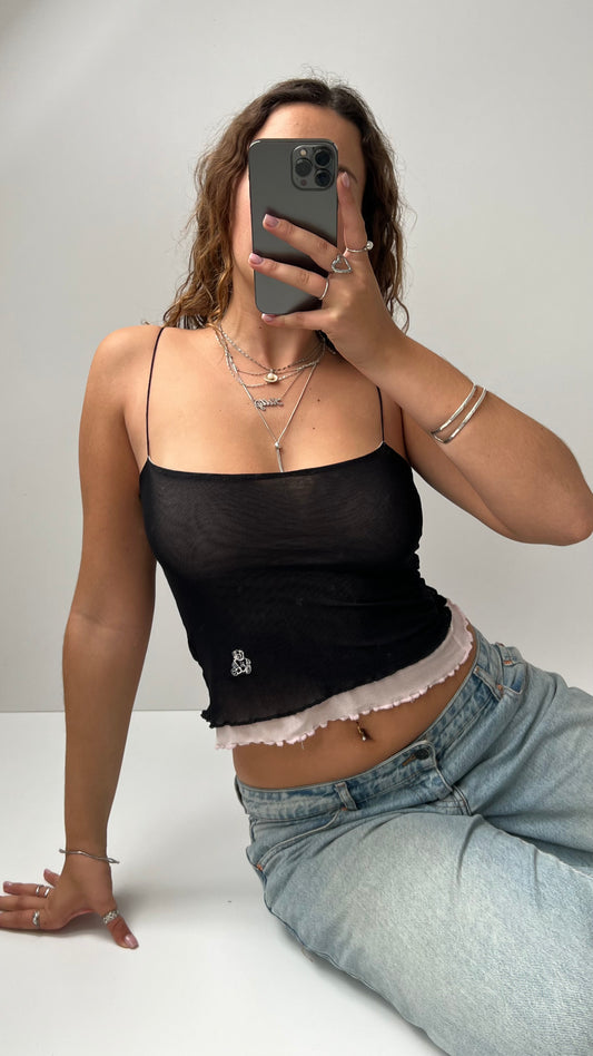 00s black mesh cami- size S
