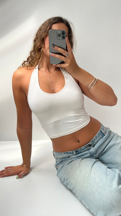 00s white halter cami- size XS