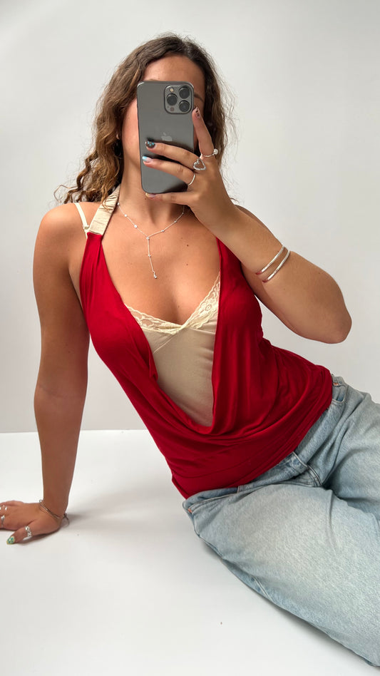 00s red cowl neck cami- size S/M