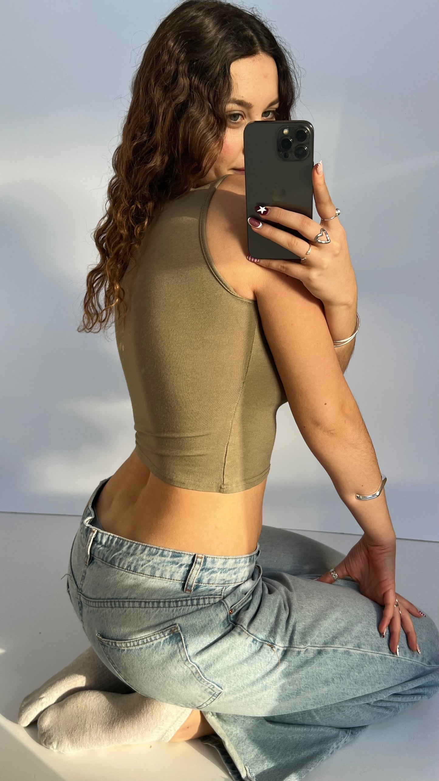 00s khaki chain tank top- size S