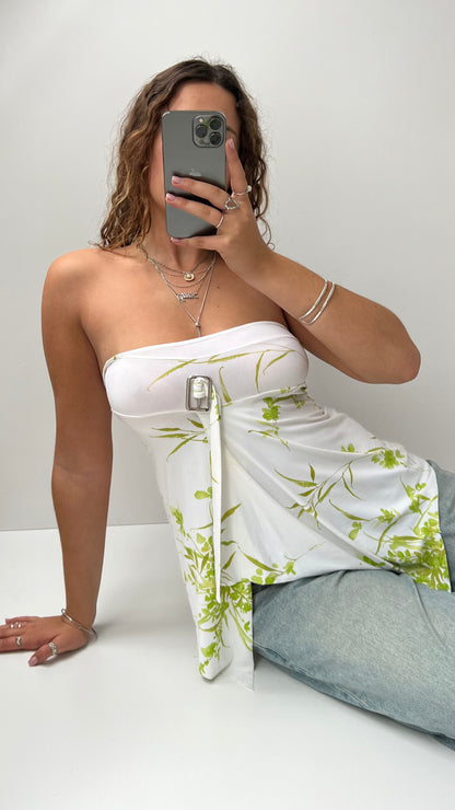 00s white strapless floral cami- size L