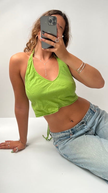 00s green backless cami- size M