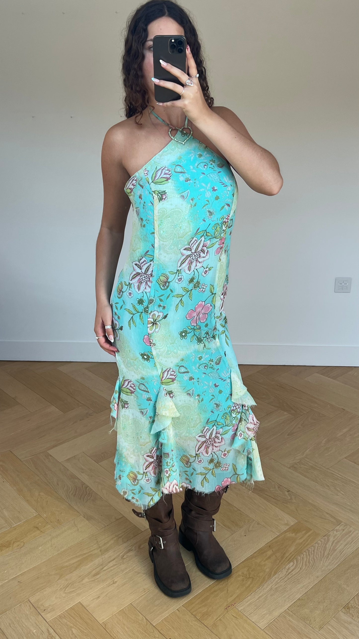 00s blue fairy mesh maxi dress- size L