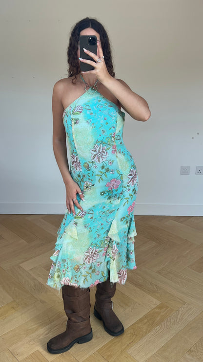 00s blue fairy mesh maxi dress- size L