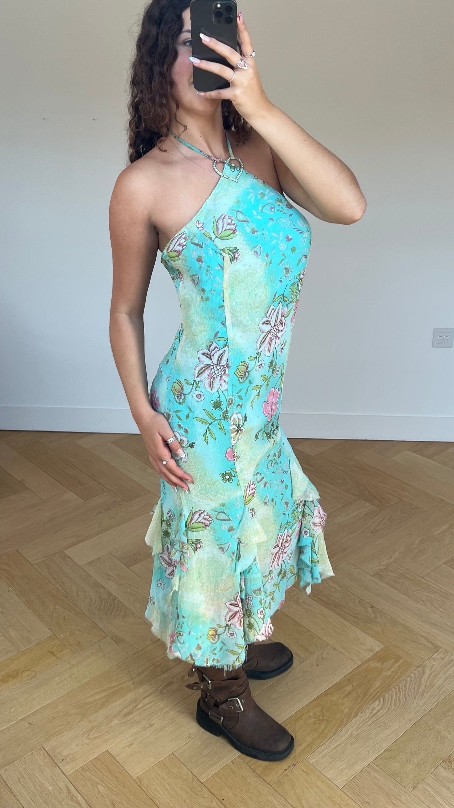 00s blue fairy mesh maxi dress- size L