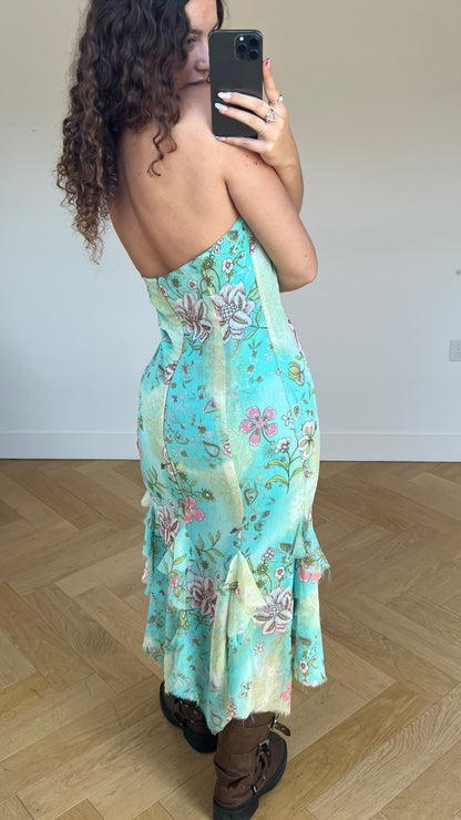 00s blue fairy mesh maxi dress- size L