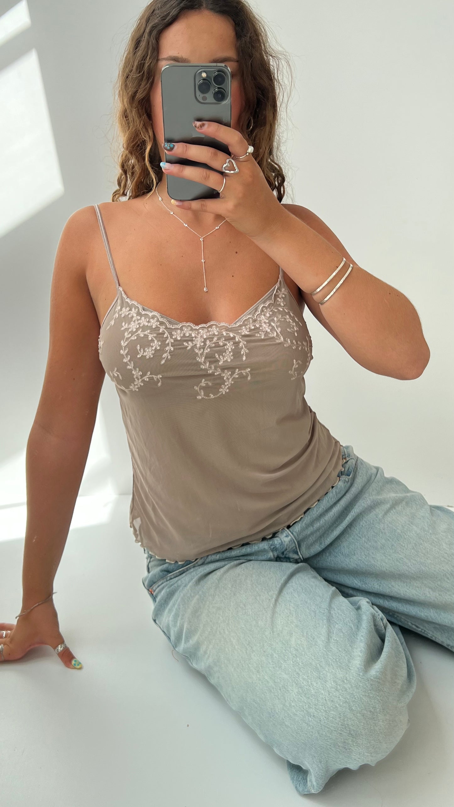 00s pink mesh cami- size M