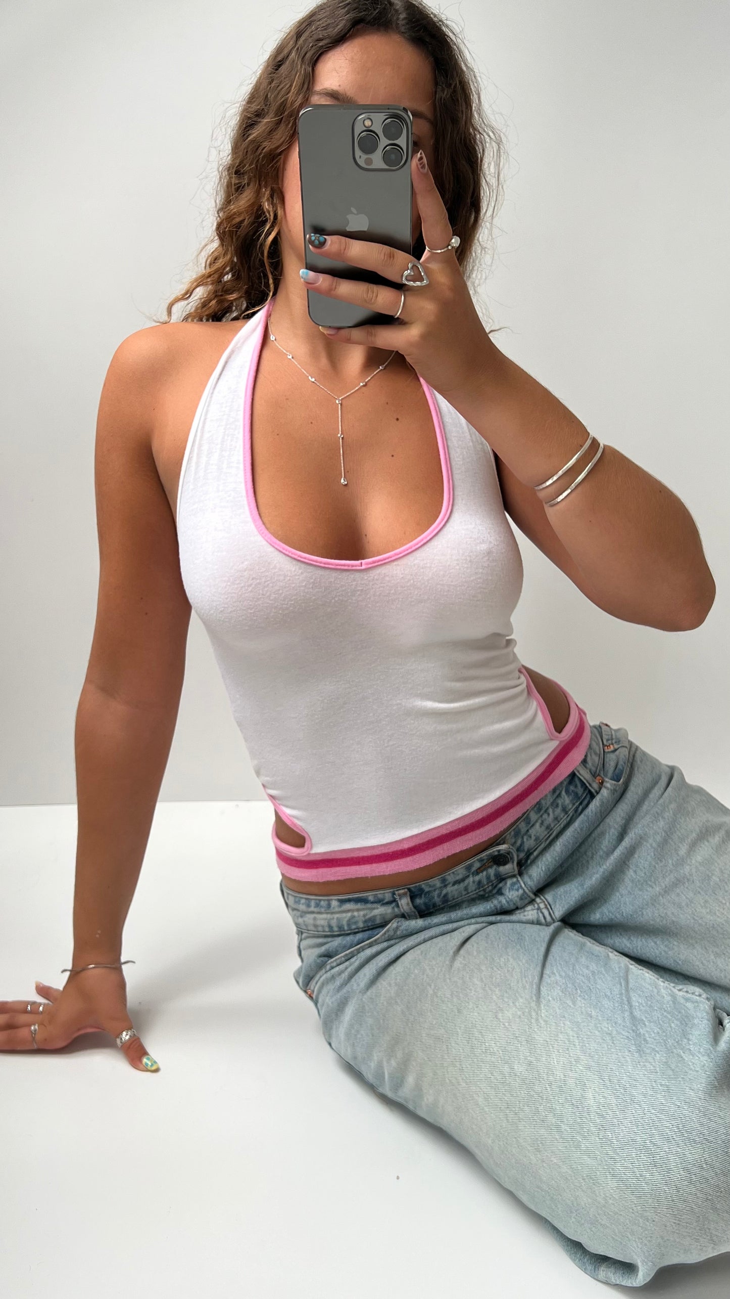 00s white cut out cami- size S