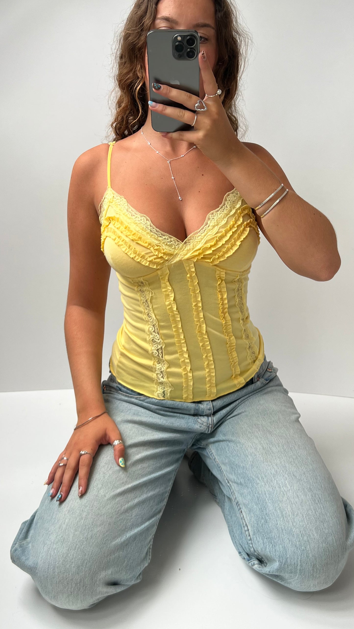 00s yellow lace cami- size S