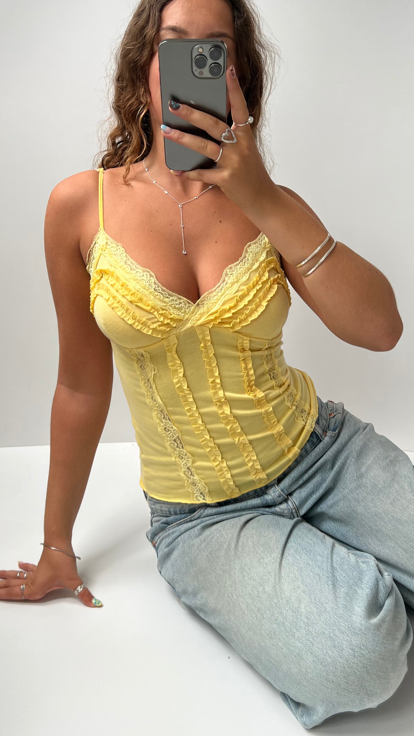 00s yellow lace cami- size S