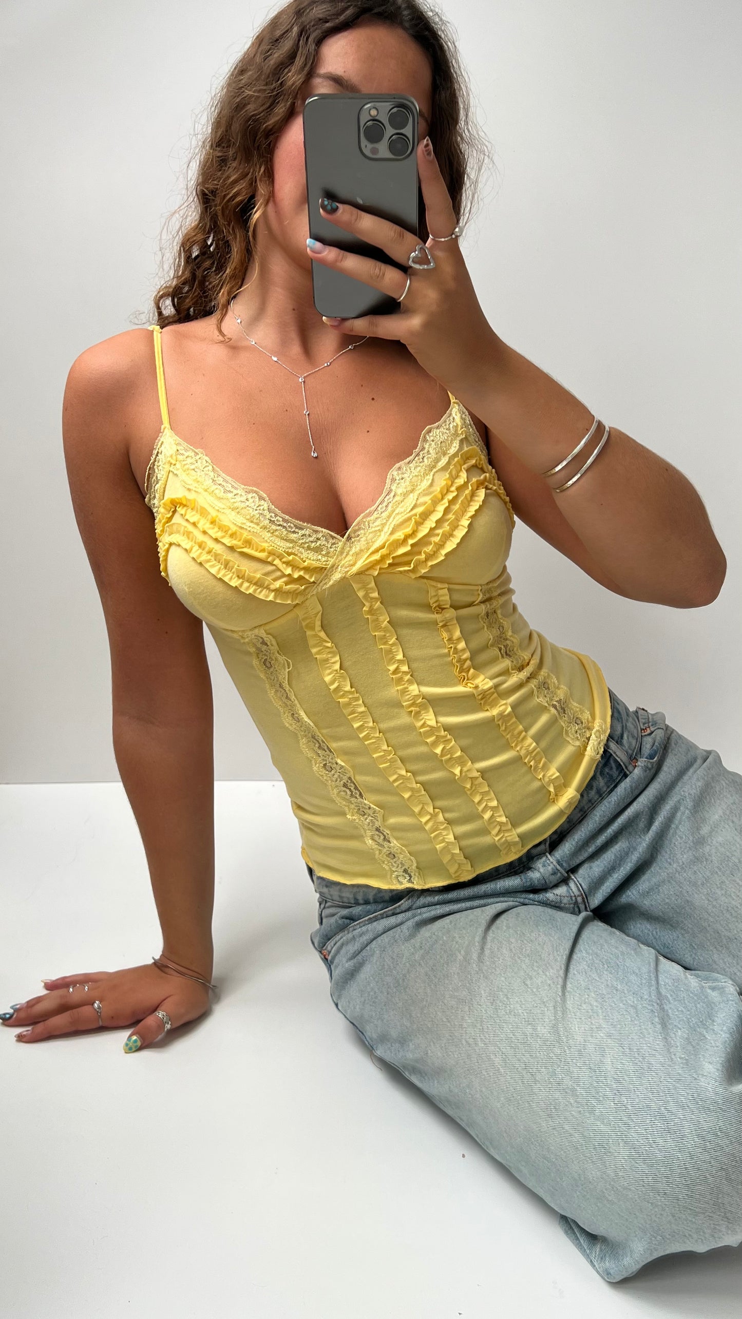 00s yellow lace cami- size S
