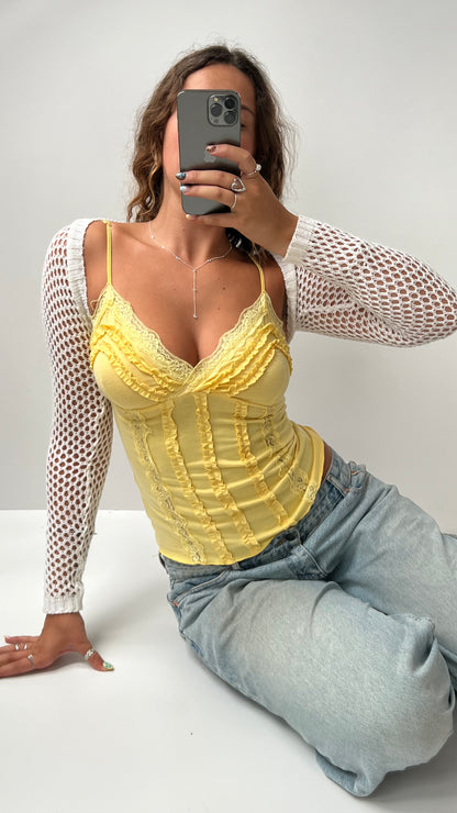 00s white crochet shrug- size XS