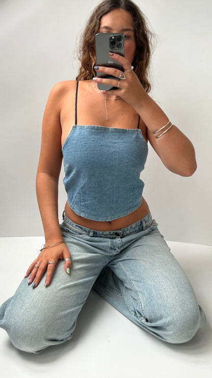 00s denim backless cami- size S/M