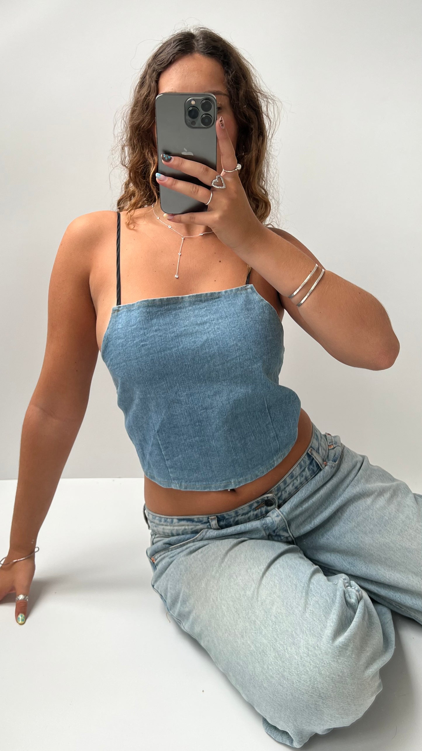 00s denim backless cami- size S/M