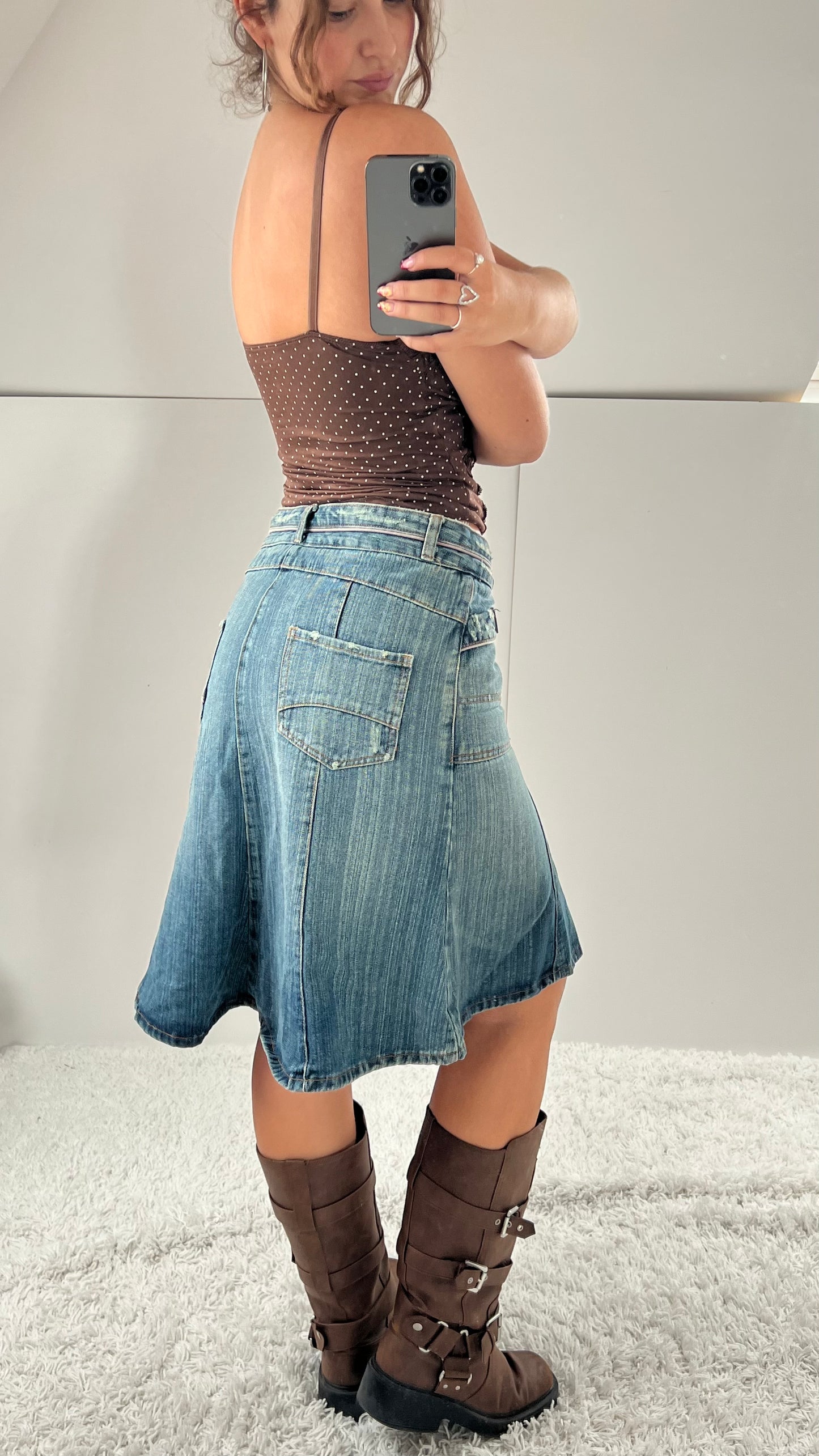 00s denim midi skirt- size M