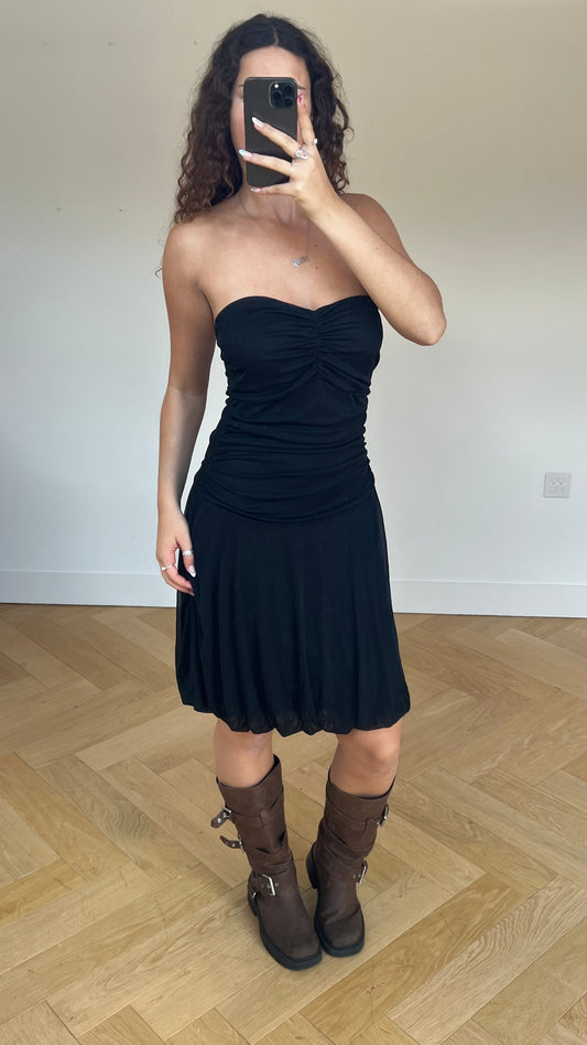 00s black mesh midi dress- size M