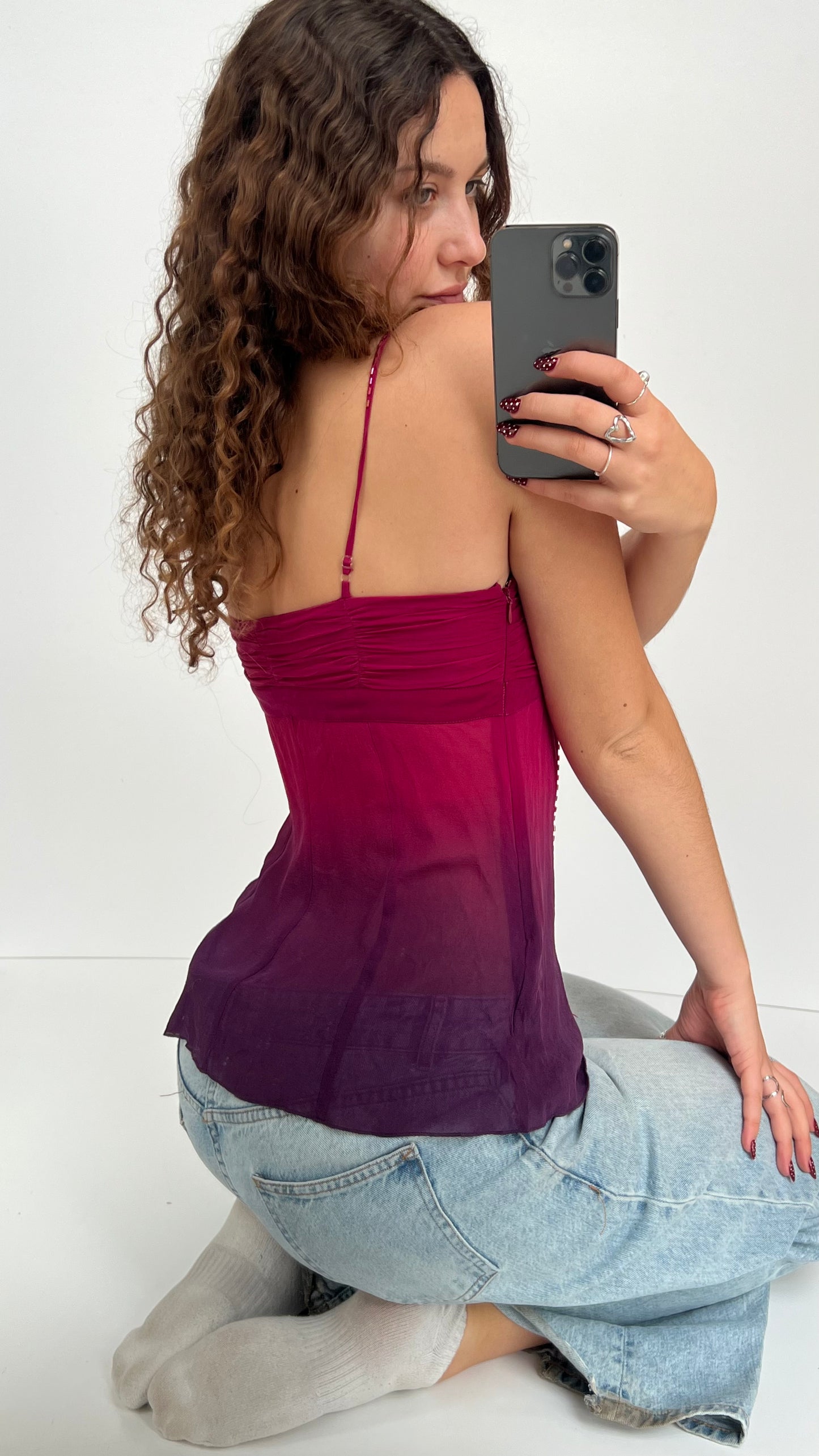 00s pink silk cami- size S