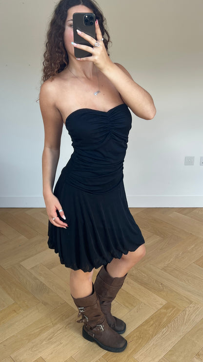 00s black mesh midi dress- size M