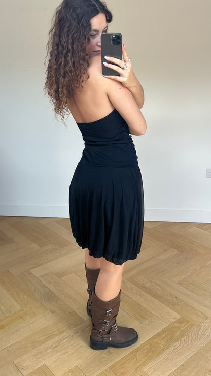 00s black mesh midi dress- size M