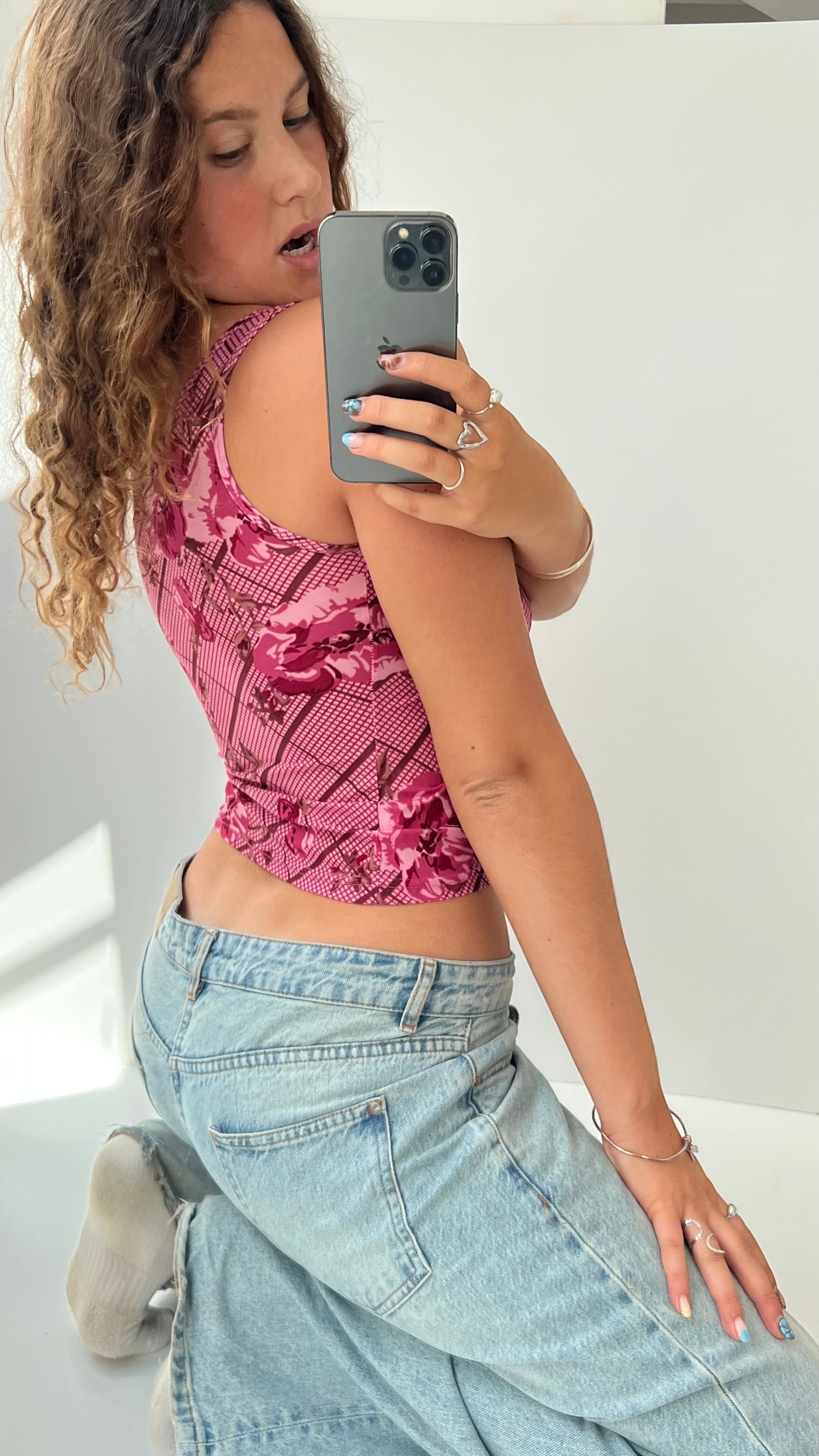 00s pink floral cami- size M