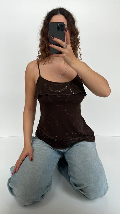 00s brown asymmetric cami- size L