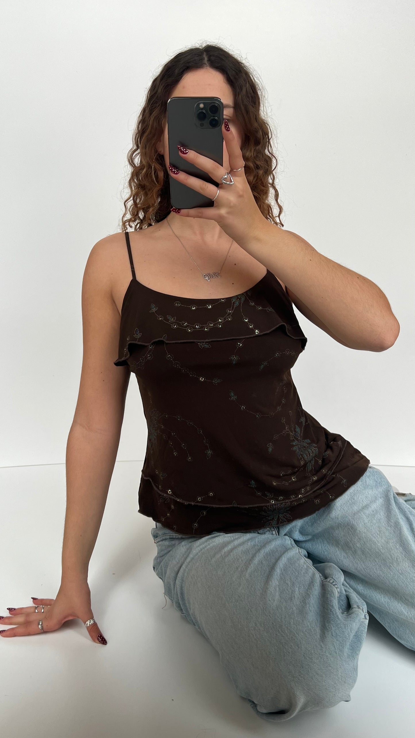 00s brown asymmetric cami- size L