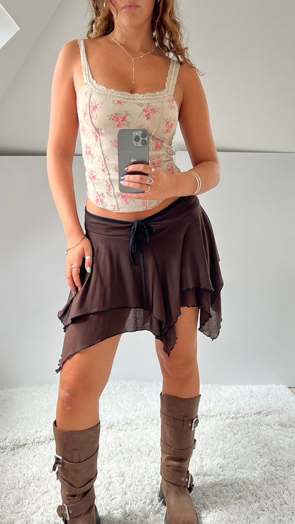 00s brown low rise fairy skirt- size M