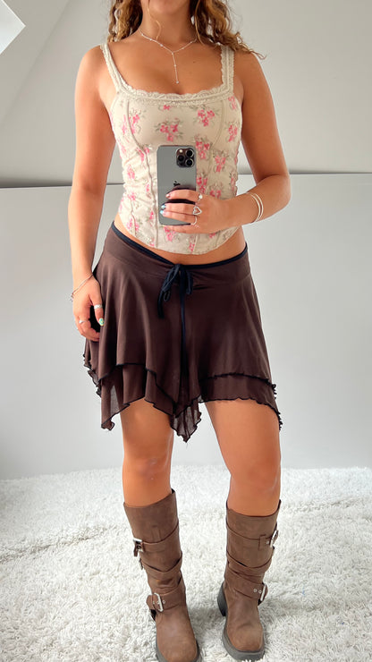 00s brown low rise fairy skirt- size M