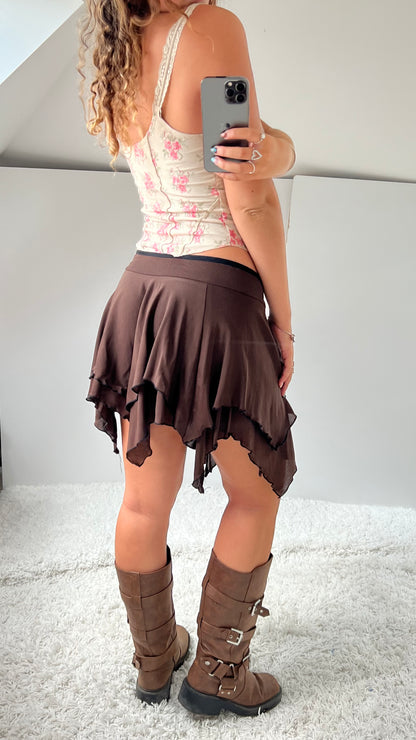 00s brown low rise fairy skirt- size M