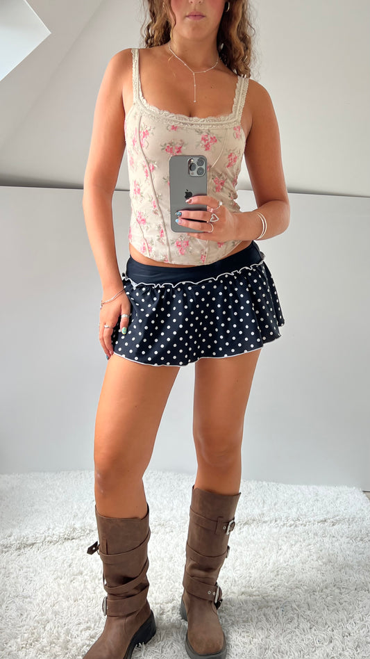 00s polka dot micro skirt- size XS