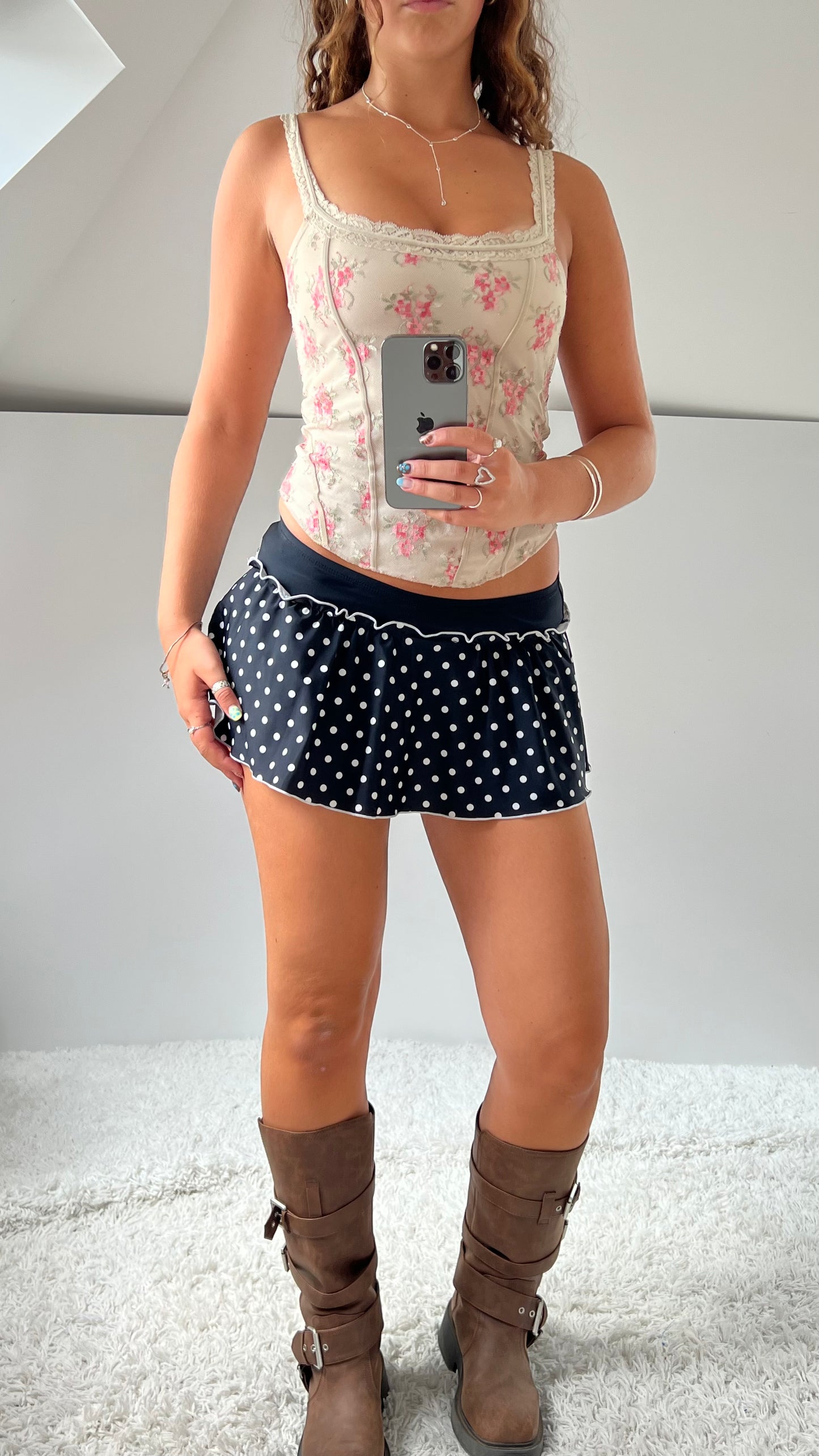 00s polka dot micro skirt- size XS