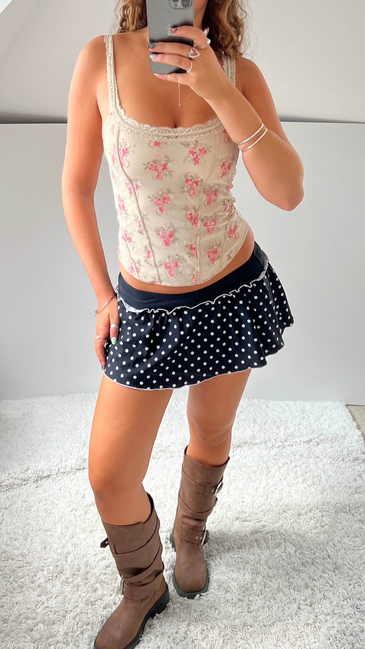 00s polka dot micro skirt- size XS