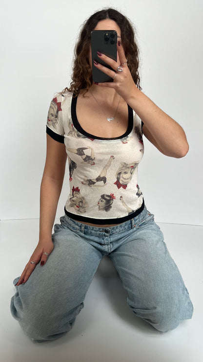 00s white Marilyn Monroe baby tee- size M