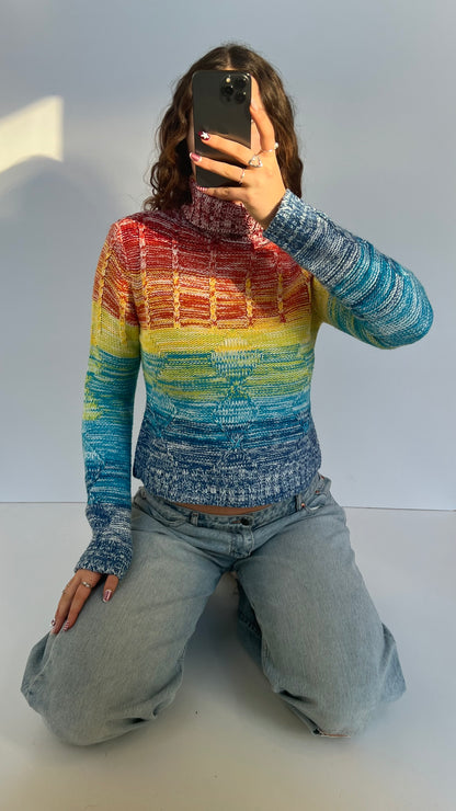 00s colourful knit jumper- size M