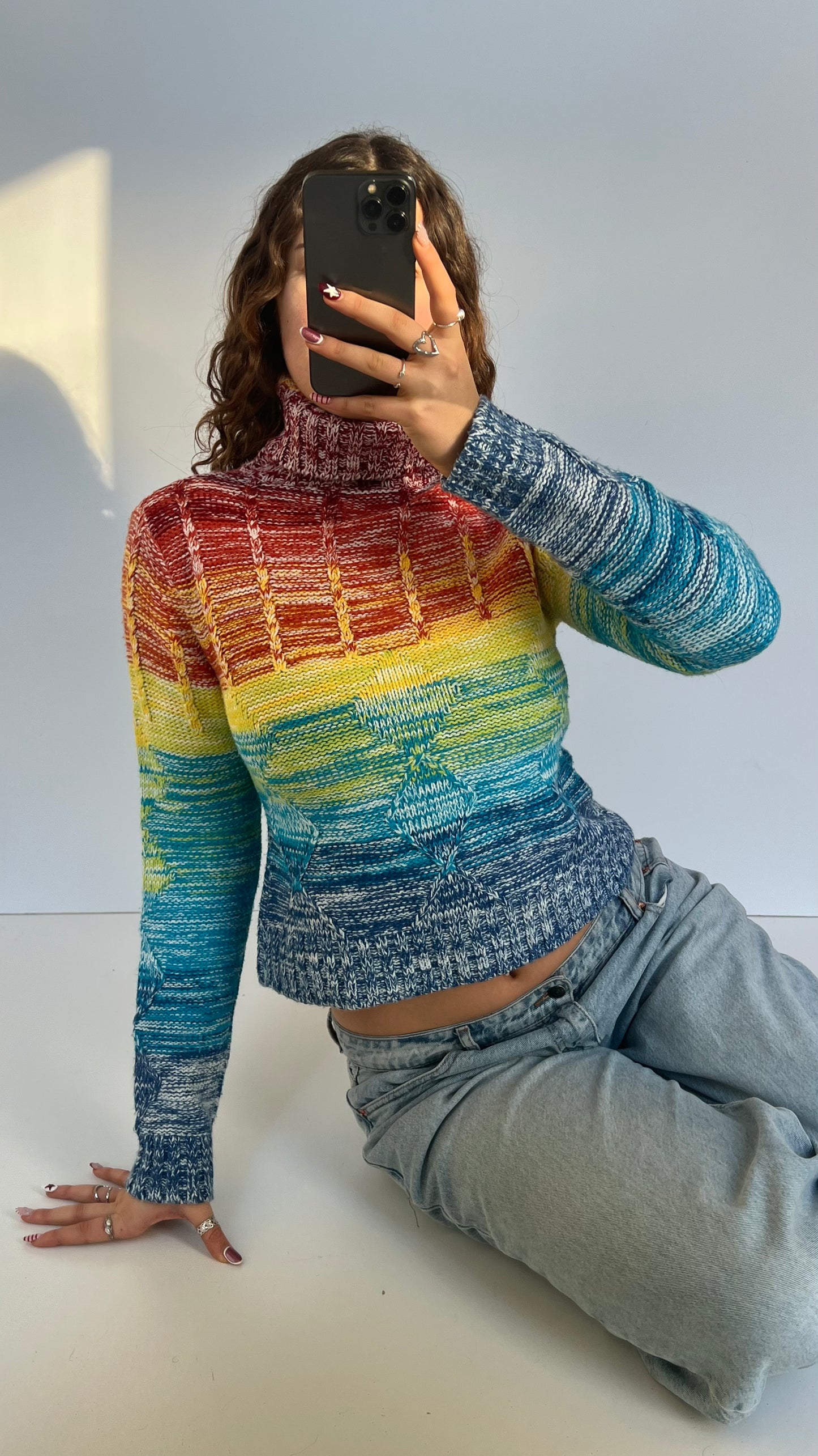00s colourful knit jumper- size M