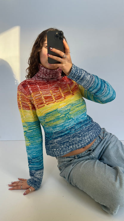 00s colourful knit jumper- size M