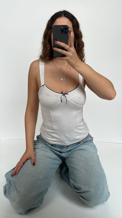 00s white polka dot cami- size S