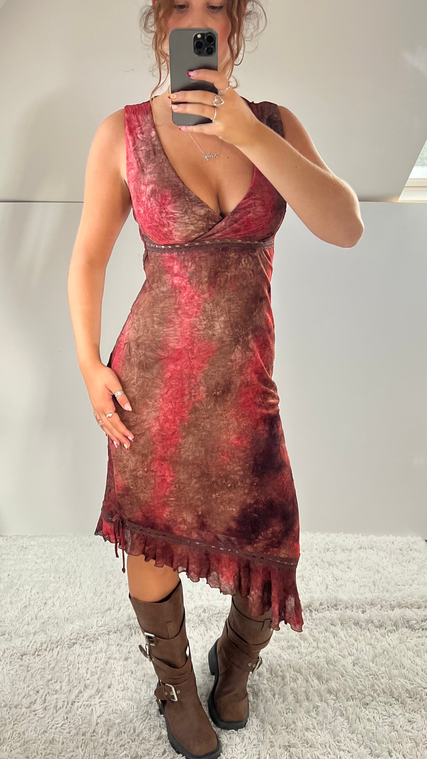 00s pink brown fairy dress- size L