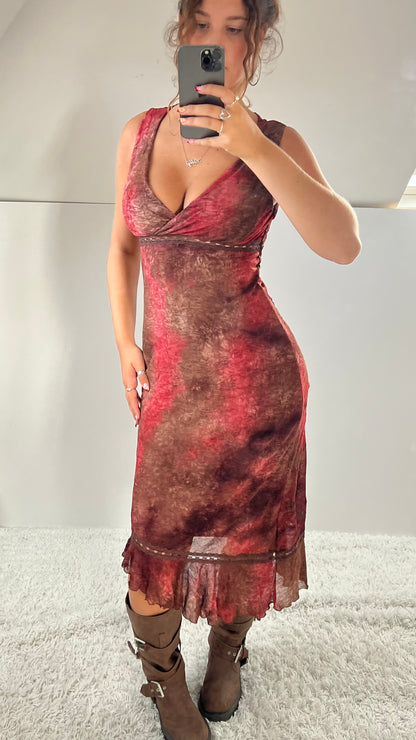 00s pink brown fairy dress- size L