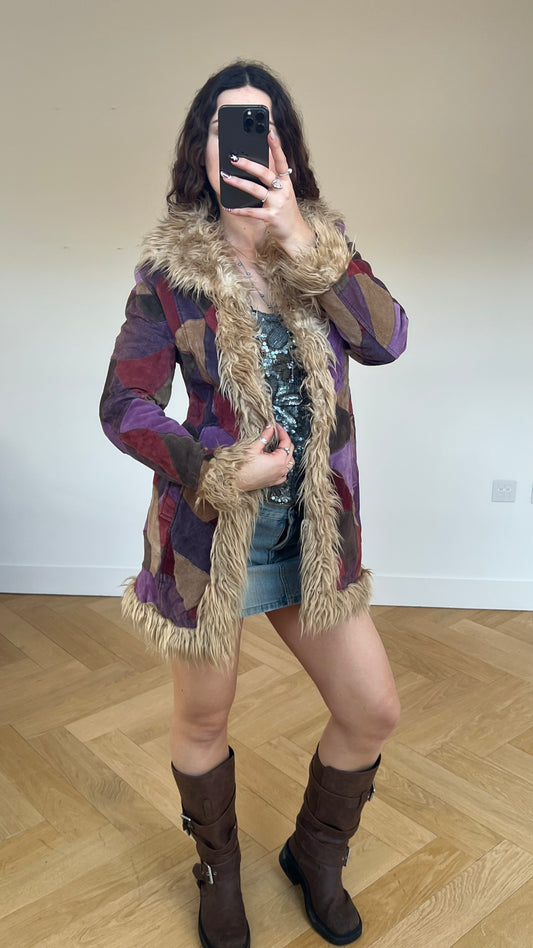 00s patchwork afghan coat- size S