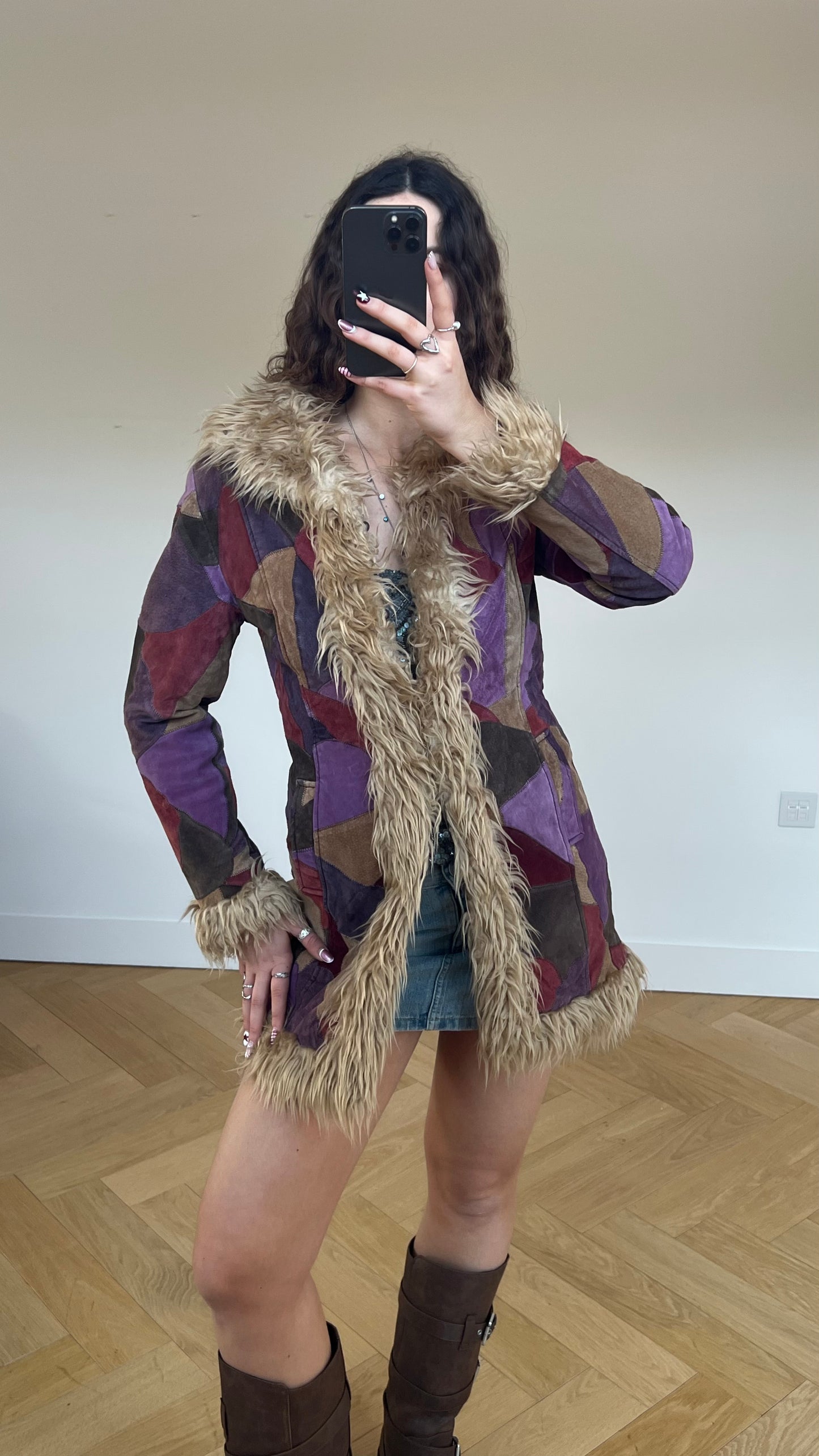 00s patchwork afghan coat- size S