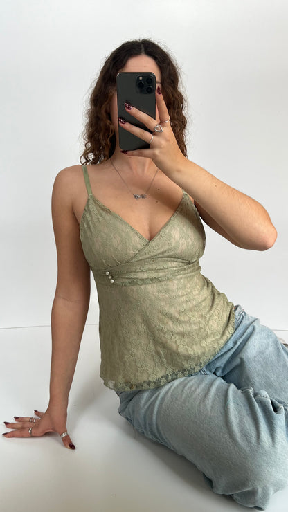 00s green lace cami- size M