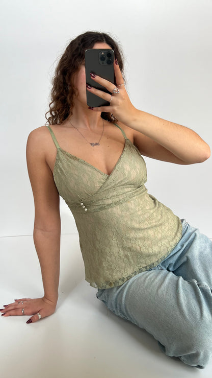 00s green lace cami- size M