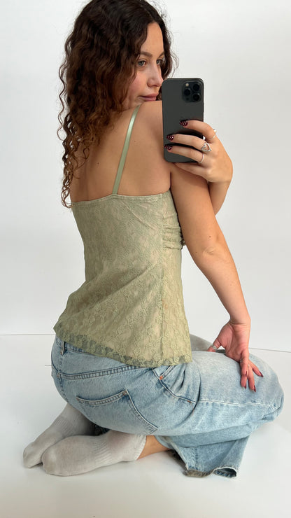 00s green lace cami- size M