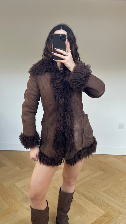 00s brown afghan fur coat- size M