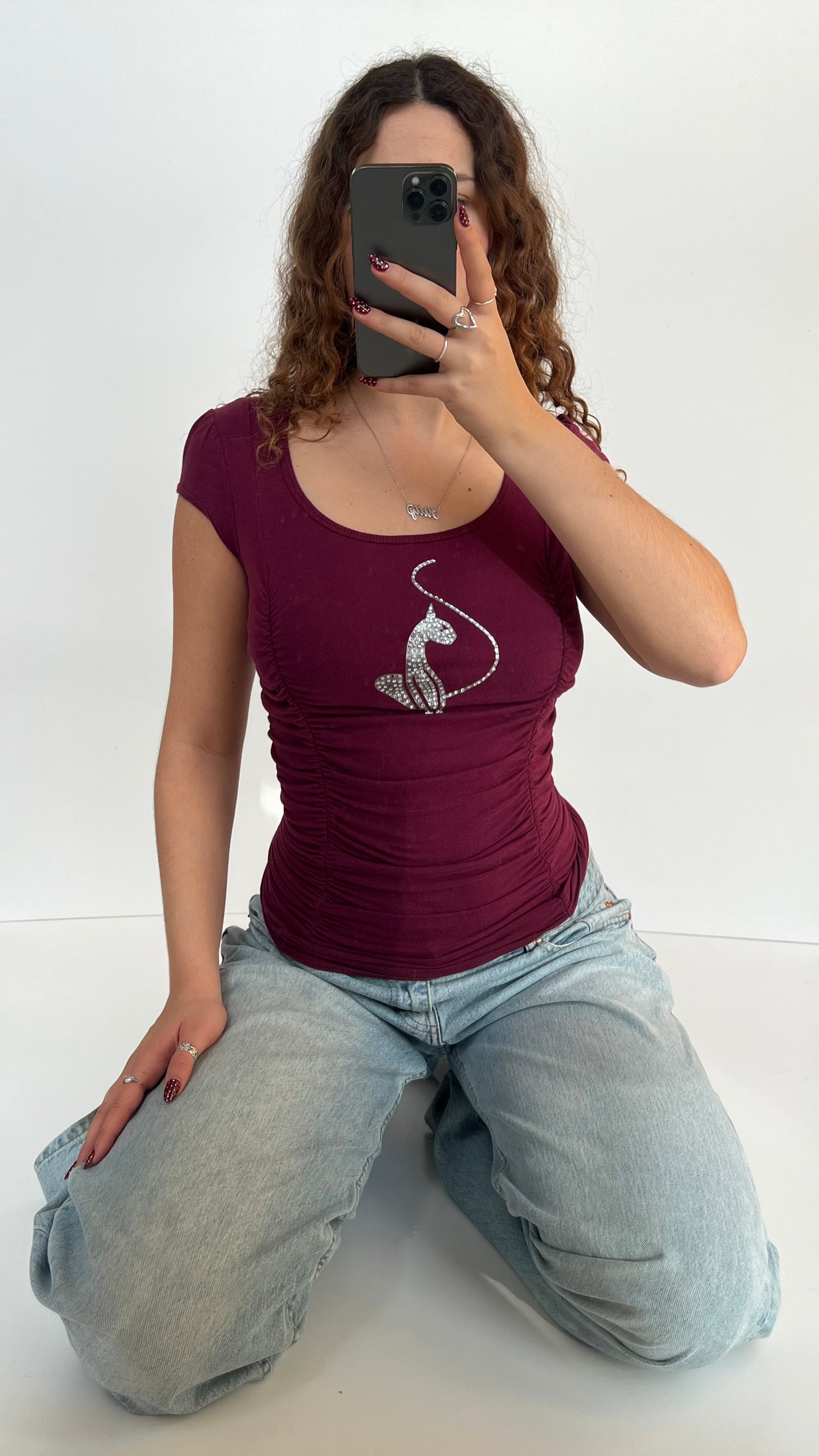 00s burgundy Baby Phat tee- size XL