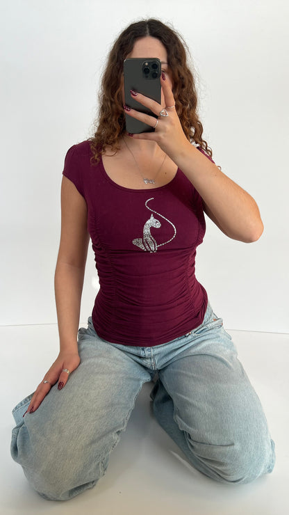 00s burgundy Baby Phat tee- size XL