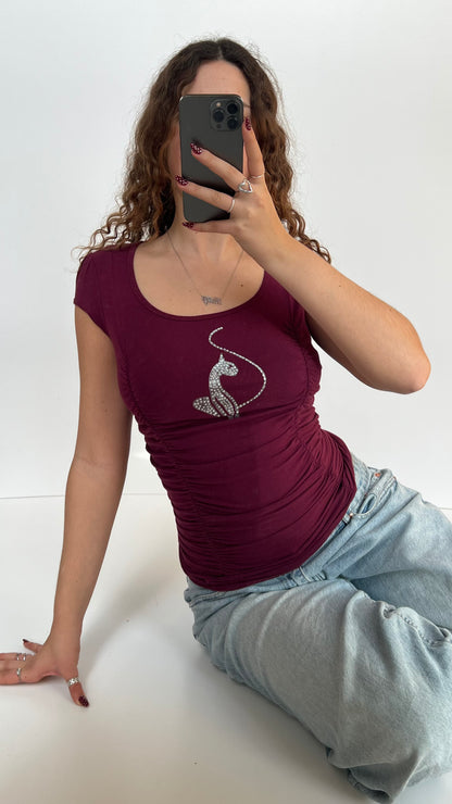 00s burgundy Baby Phat tee- size XL