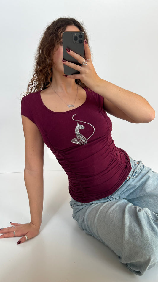 00s burgundy Baby Phat tee- size XL