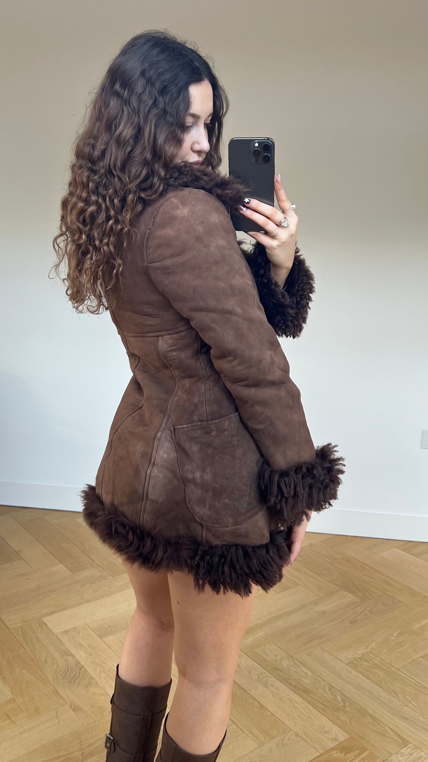 00s brown afghan fur coat- size M